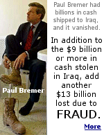 The missing funds includes about $9 billion in cash, most of the $12 billion in new $100 bills that were flown into Iraq by C-130 cargo planes. The cash weighed 363 tons.
